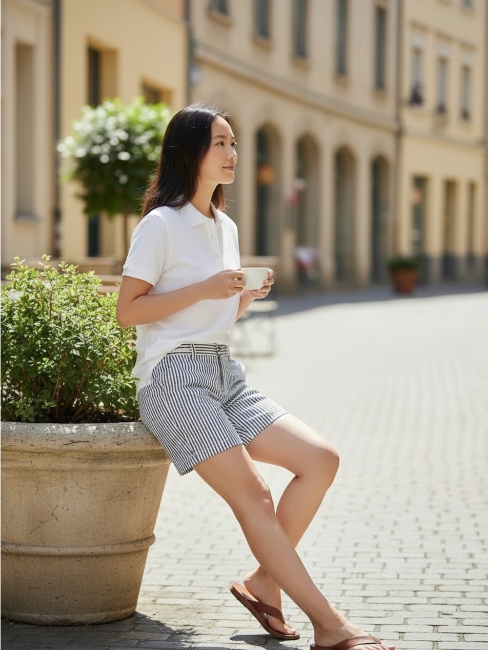 J. Crew Navy and White Striped Seersucker lined shorts (9” inseam) - Size 12 - Picture 2 of 6